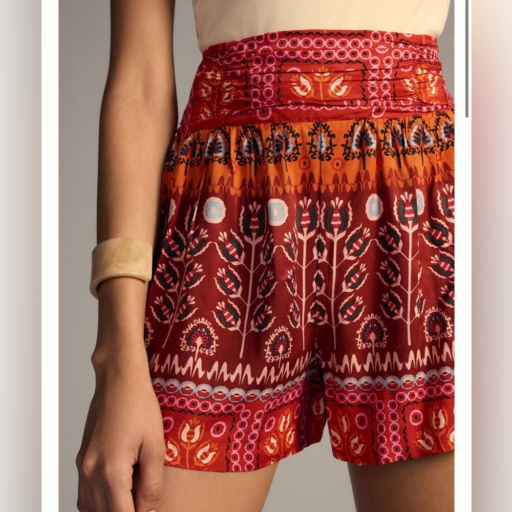 Anthropologie Ruched Wide-Leg Shorts